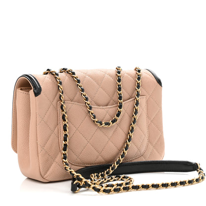 Chanel Caviar Quilted Small CC Filigree Flap Beige Black 3 of 11