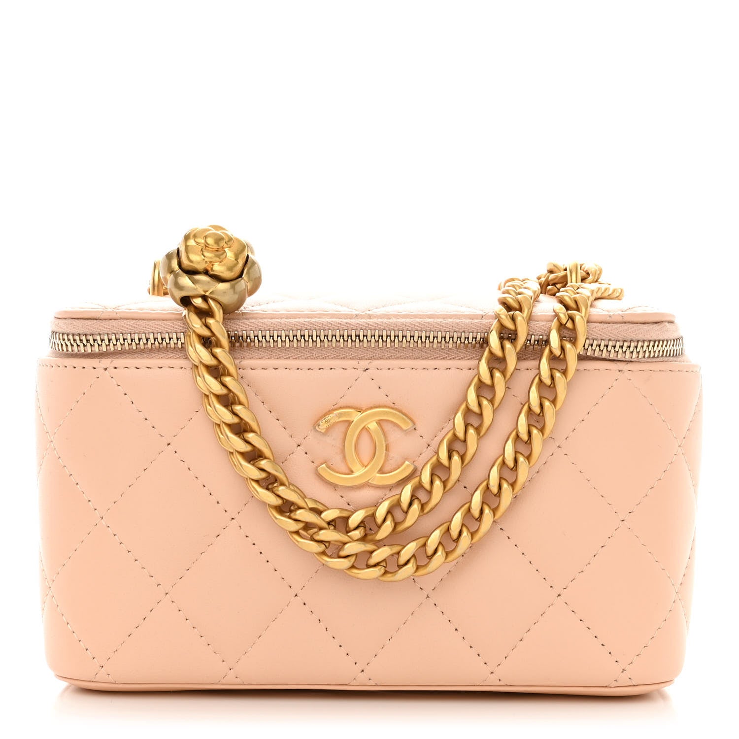 Chanel Lambskin Quilted Sweet Camellia Small Vanity Case With Chain Pink 1 of 15