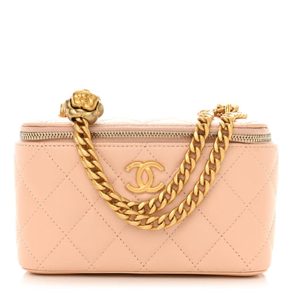 Chanel Lambskin Quilted Sweet Camellia Small Vanity Case With Chain Pink 1 of 15