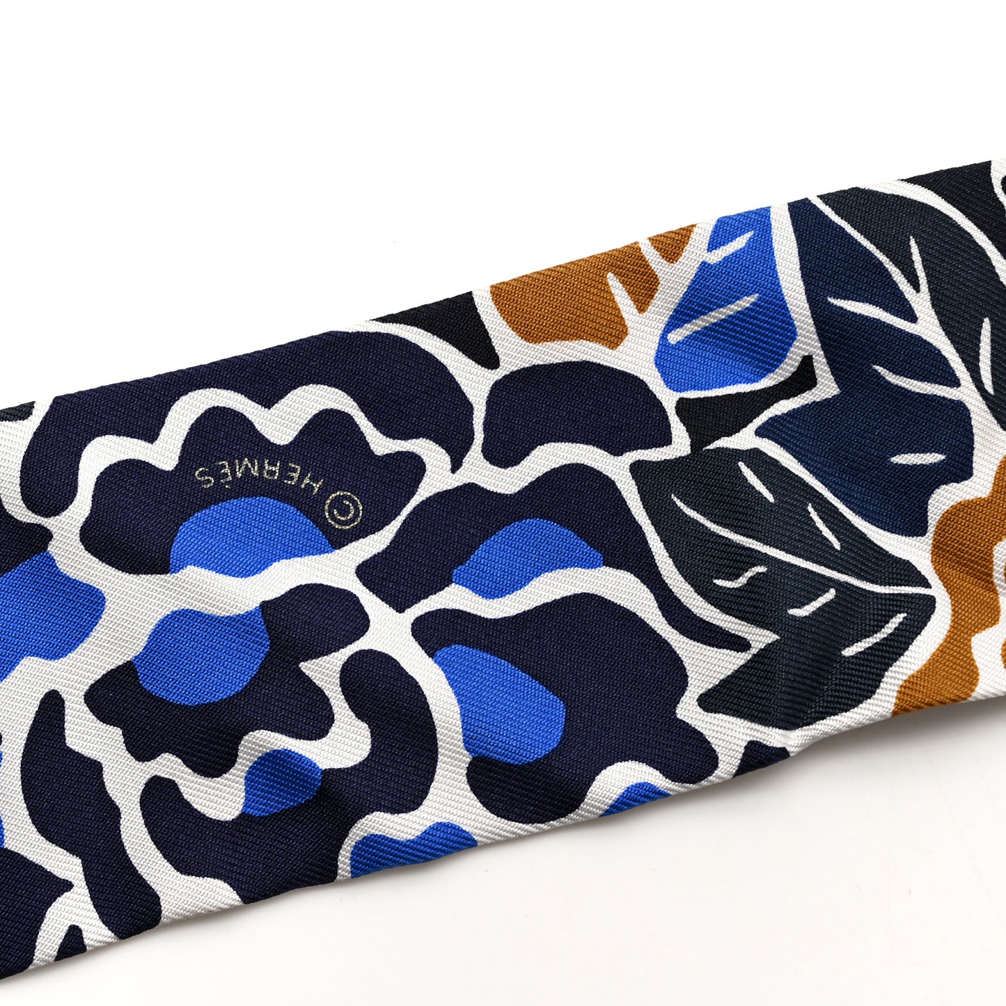 Silk Bingata Sticker Twilly Marine Tabac Bleu Vif