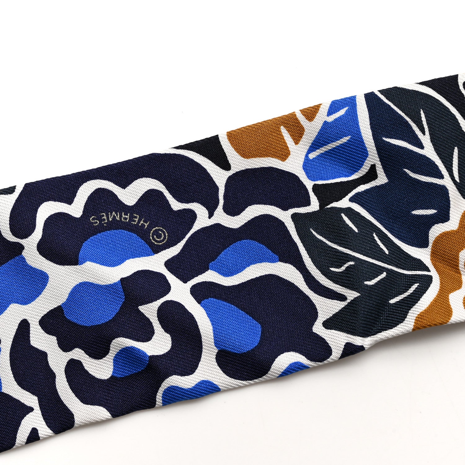 Hermes Silk Bingata Sticker Twilly Marine Tabac Bleu Vif 4 of 4