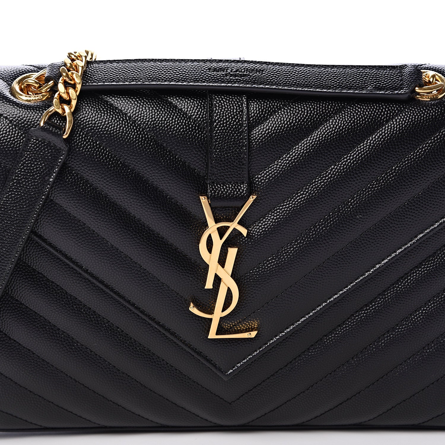 Saint Laurent Grain De Poudre Matelasse Chevron Medium Monogram Satchel Black 7 of 9