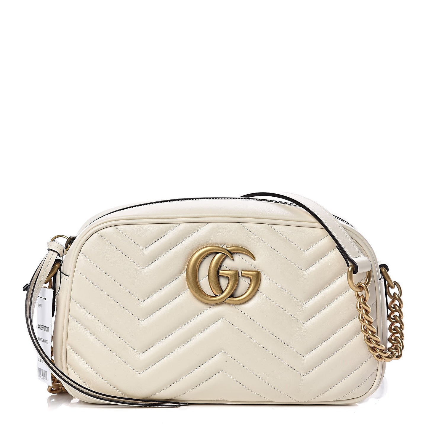 Calfskin Matelasse Small GG Marmont Chain Shoulder Bag White