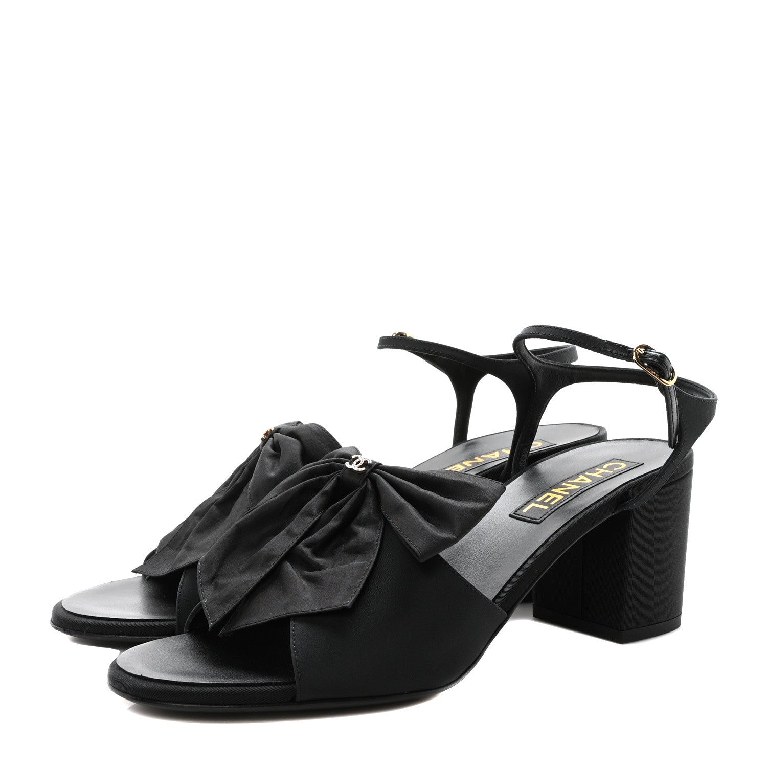 Chanel Silk Bow CC Platform Sandals 41 Black 4 of 9