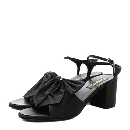 Chanel Silk Bow CC Platform Sandals 41 Black 4 of 9