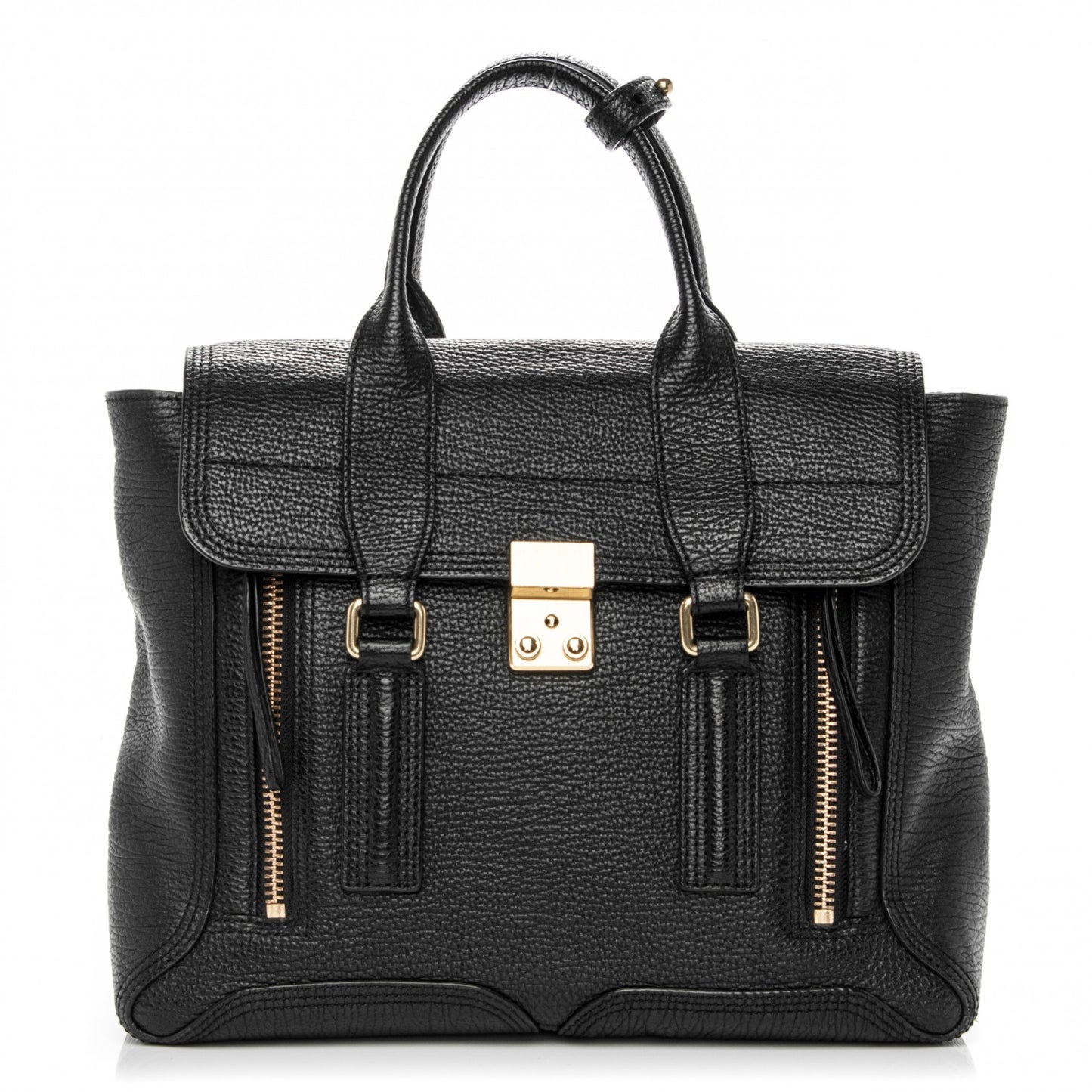 3.1 Textured Calfskin Medium Pashli Satchel Black