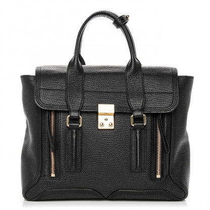 3.1 Phillip Lim 3.1 Textured Calfskin Medium Pashli Satchel Black 1 of 7