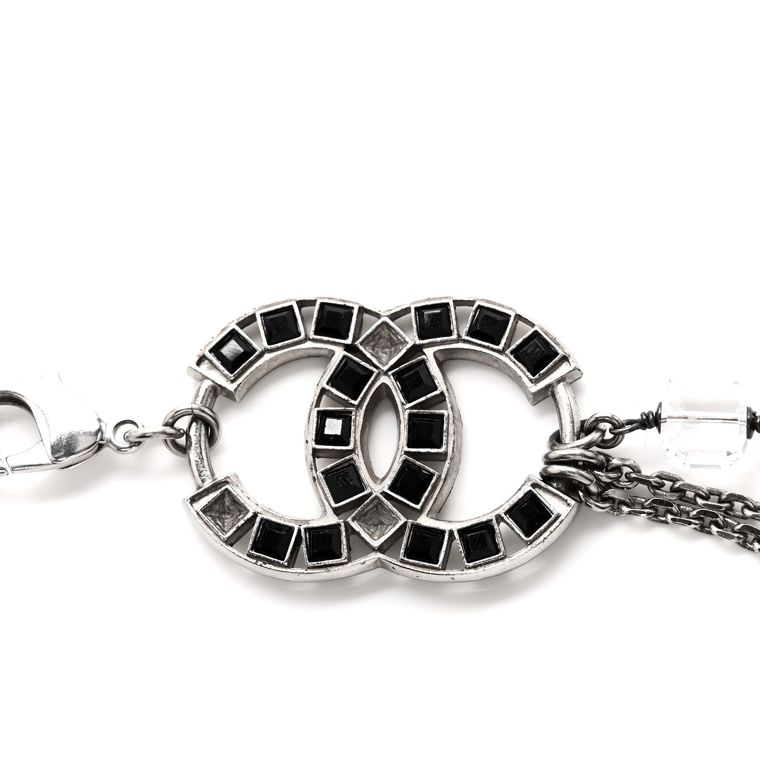 Chanel Metal Crystal CC Chain Belt Silver Black 4 of 4