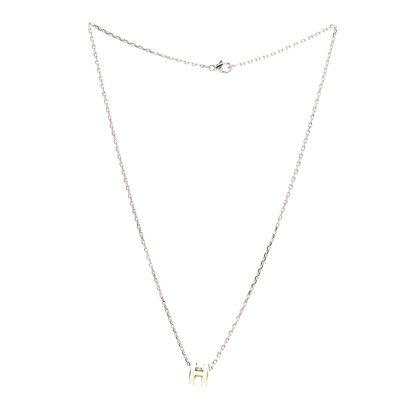 Lacquered Palladium Pop H Pendant Necklace White