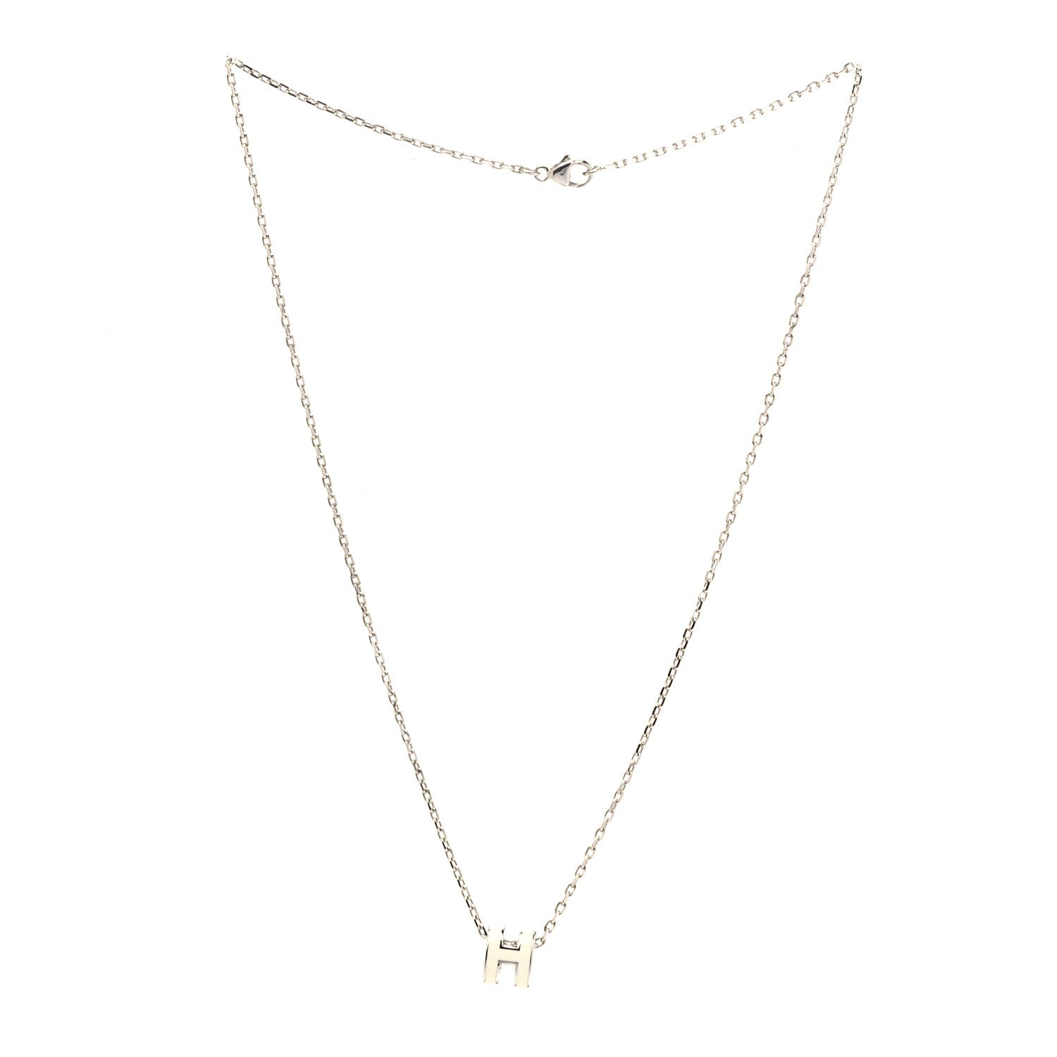 Hermes Lacquered Palladium Pop H Pendant Necklace White 2 of 2