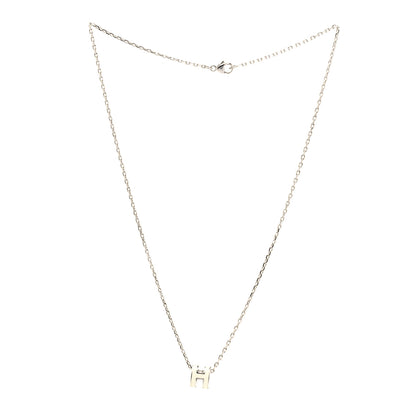 Hermes Lacquered Palladium Pop H Pendant Necklace White 2 of 2