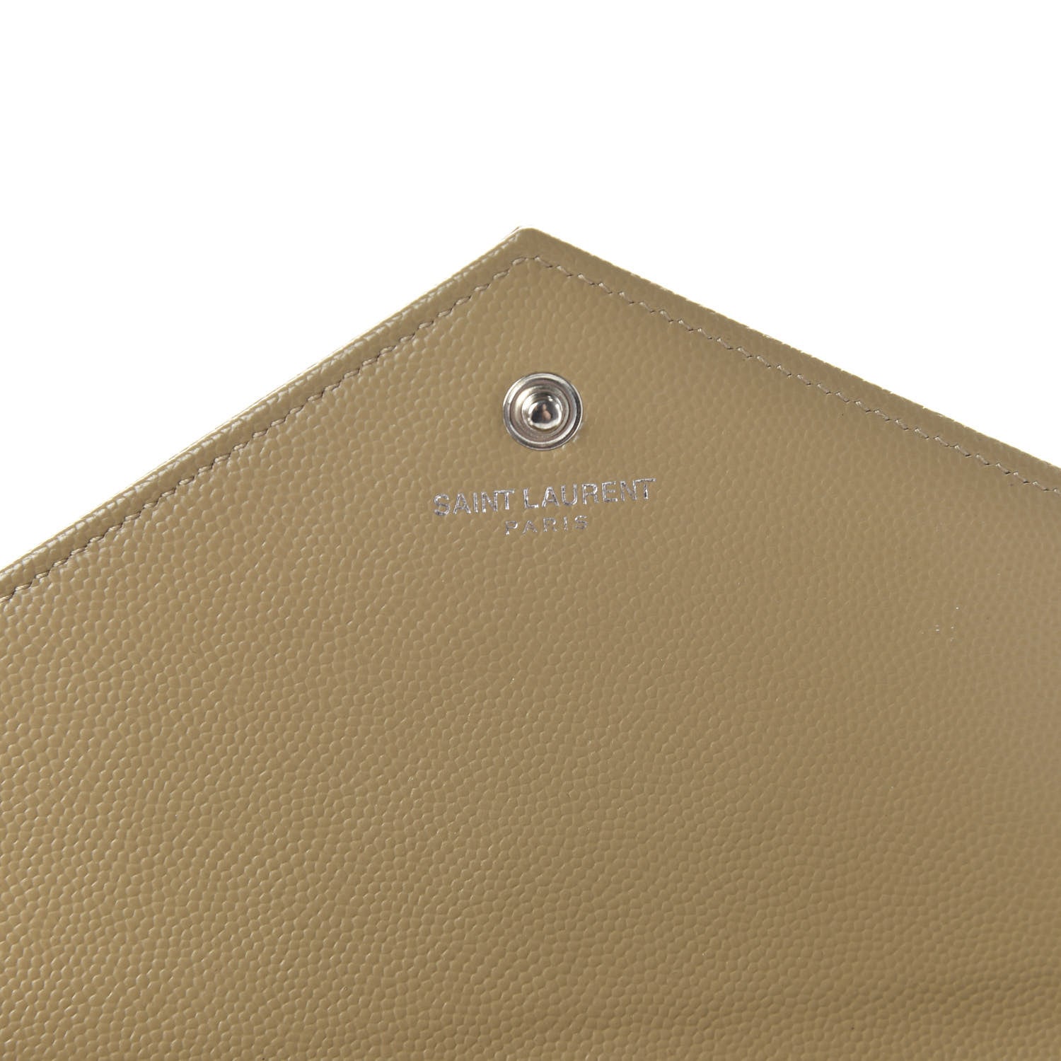 Saint Laurent Grain De Poudre Matelasse Chevron Monogram Chain Wallet Deep Beige 8 of 10