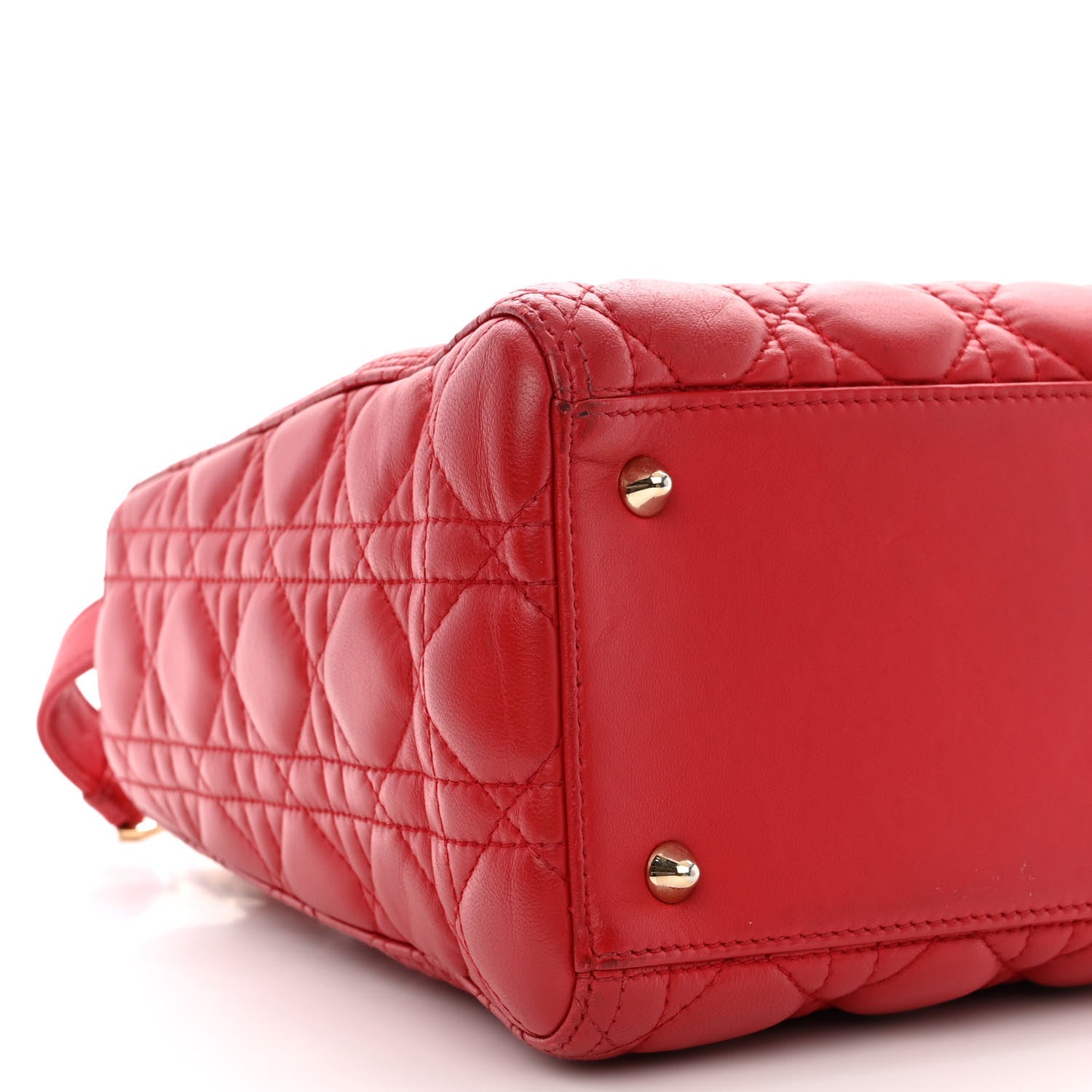 Christian Dior Lambskin Cannage Medium Lady Dior Red 9 of 10