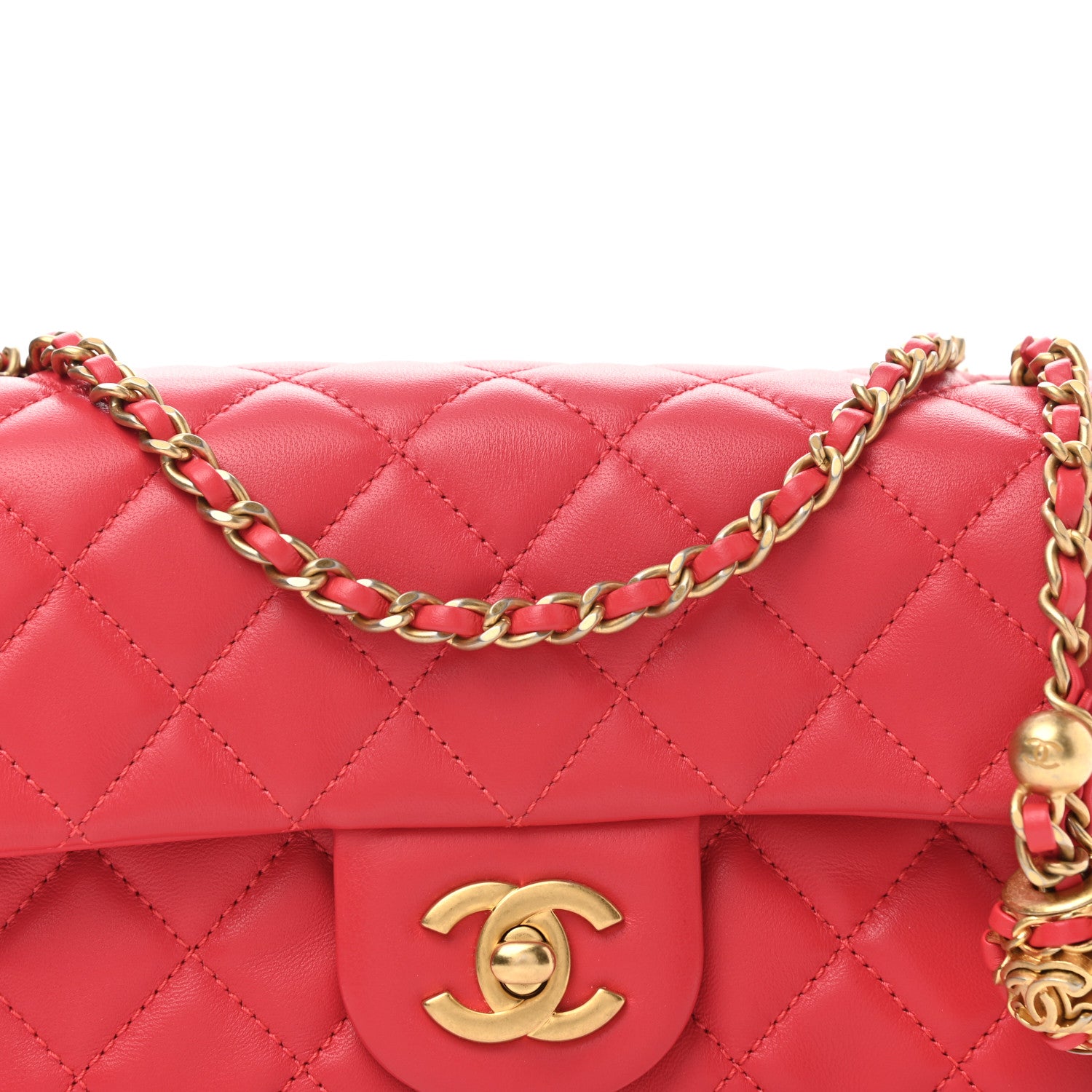 Chanel Lambskin Quilted Mini Rectangular Pearl Crush Flap Red 9 of 11