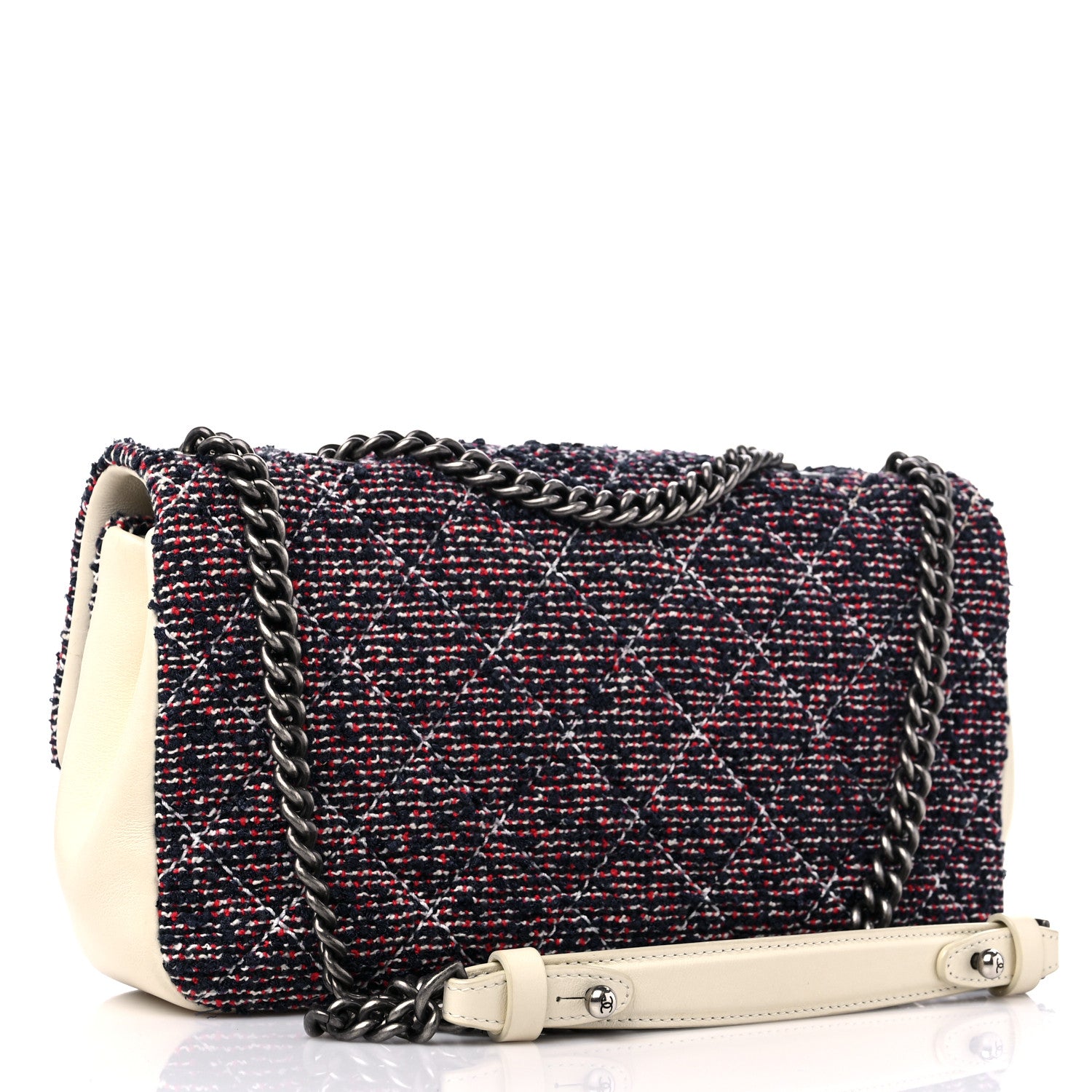 Chanel Tweed Quilted Medium Single Flap Blue Multicolor 3 of 12