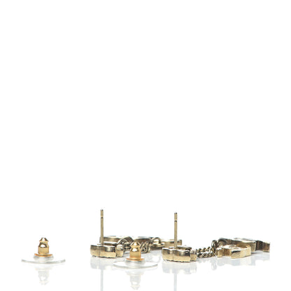 Chanel Crystal Resin Double CC Drop Earrings Gold 3 of 4