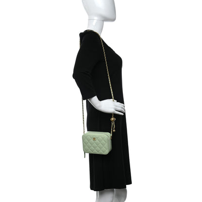 Chanel Lambskin Quilted CC Pearl Crush Camera Case Light Green 2 of 10