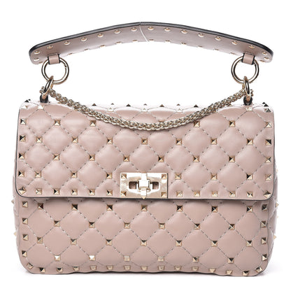 Valentino Garavani Lambskin Medium Rockstud Spike Shoulder Bag Poudre 1 of 10