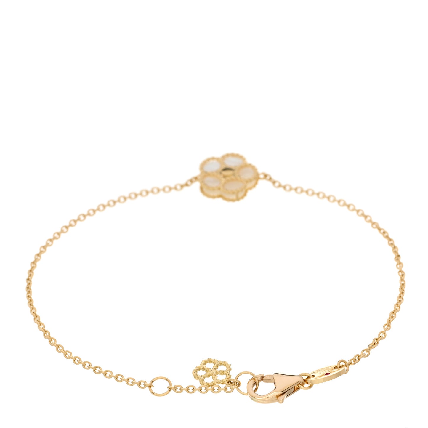 18K Yellow Gold Diamond Mother of Pearl Daisy Chain Bracelet
