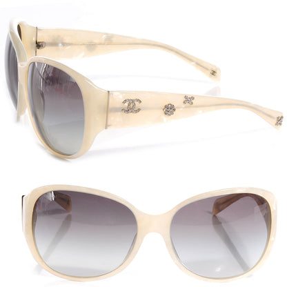Chanel Resin Crystal CC Logo Sunglasses White 5150-B 1 of 5
