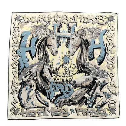 Hermes Silk H Comme Hermes Scarf 70 White Black Gris Bleuete 1 of 5