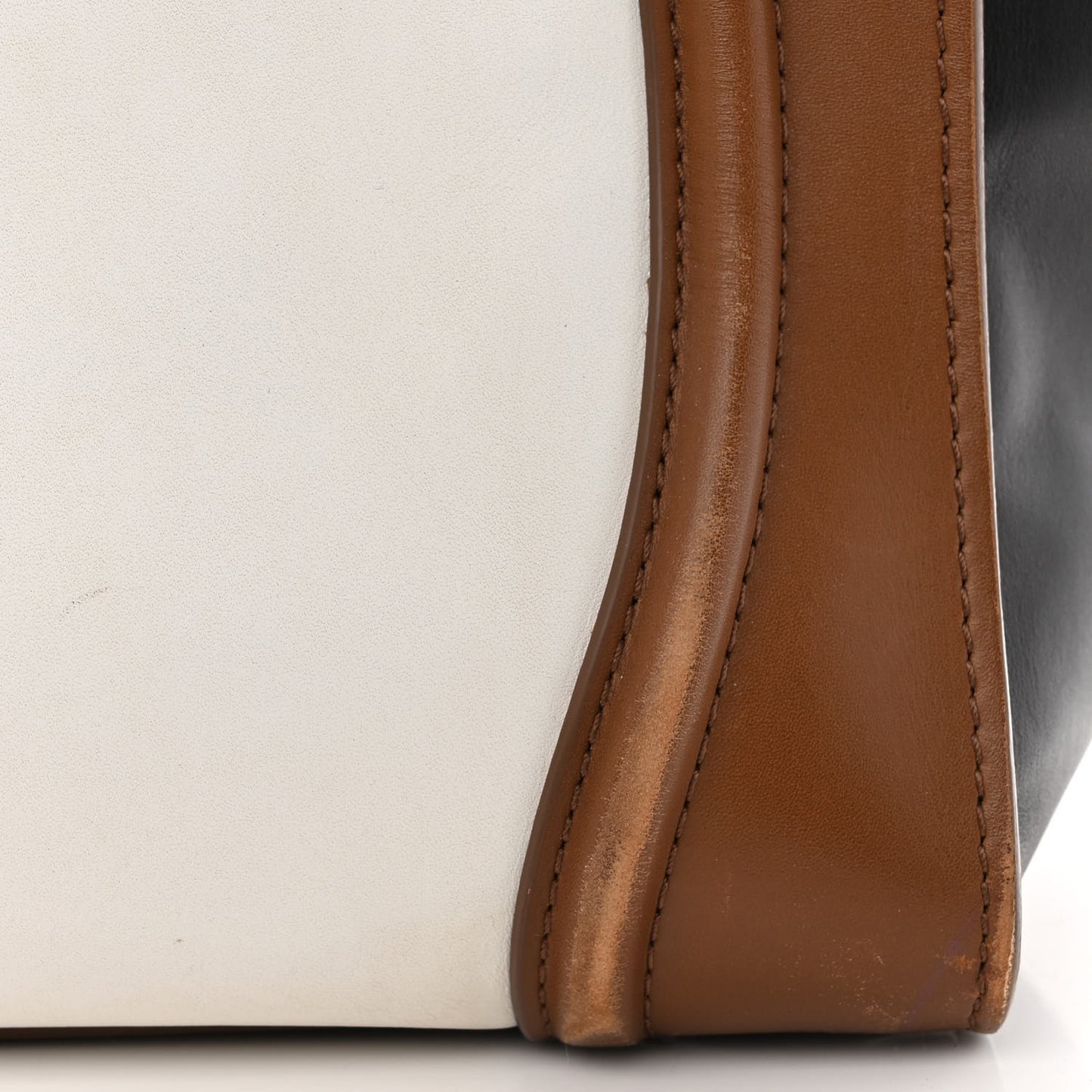 Satin Calfskin Mini Tri-Color Luggage White Brown