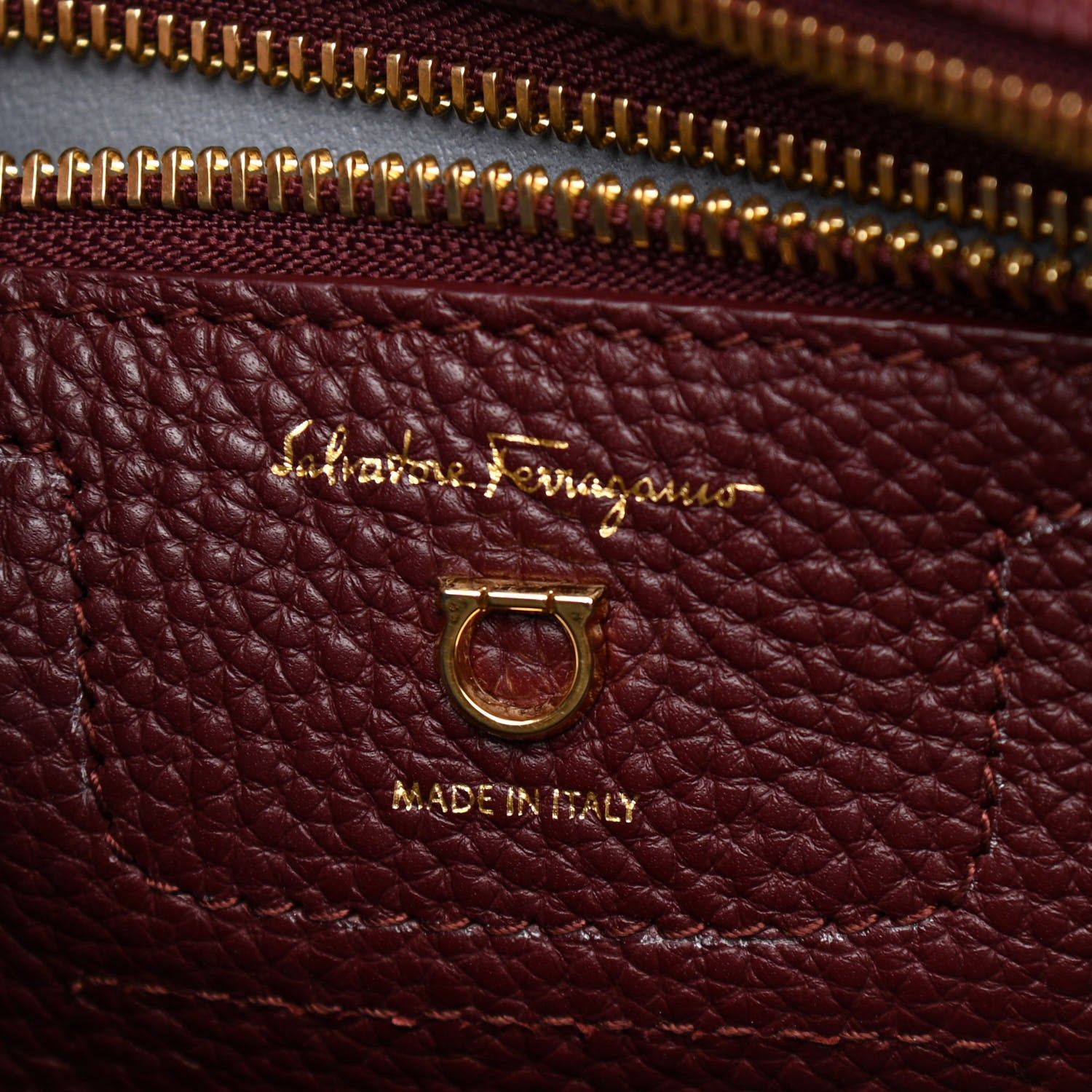 Salvatore Ferragamo Hammered Calfskin Double Handle Small Amy Tote Red 6 of 16
