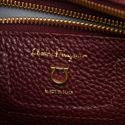 Salvatore Ferragamo Hammered Calfskin Double Handle Small Amy Tote Red 6 of 16
