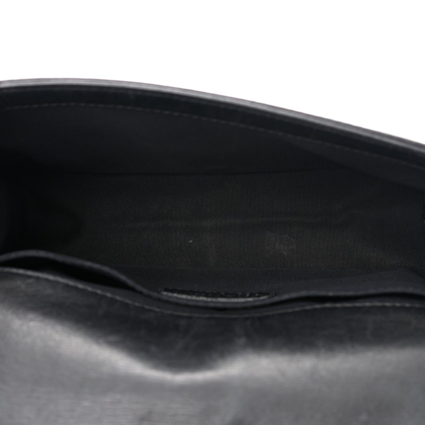 Calfskin Double Stitch Medium Boy Flap Black