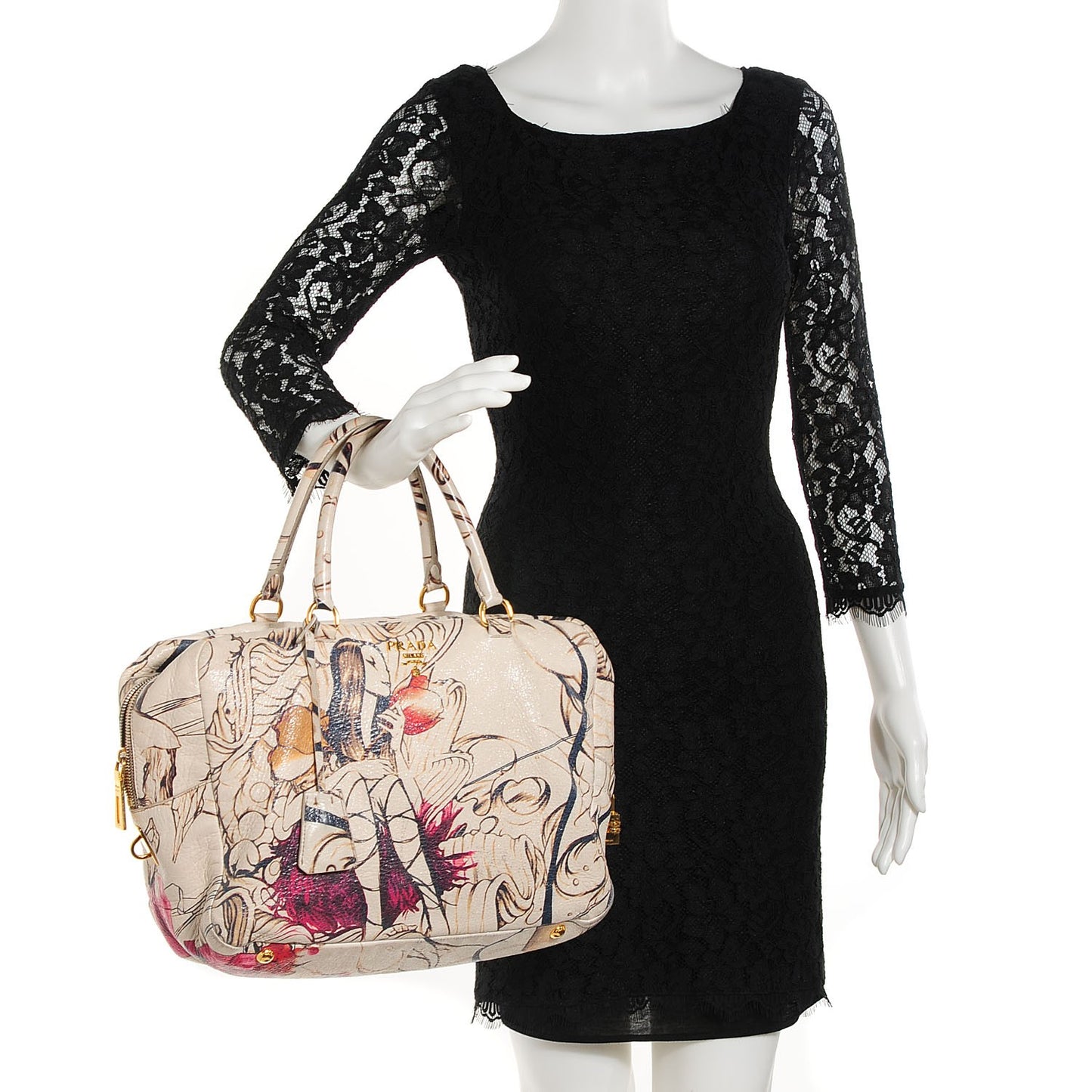 X JAMES JEAN Cervo Lux Fairy Print Large Double Handle Boston Bag Prugna
