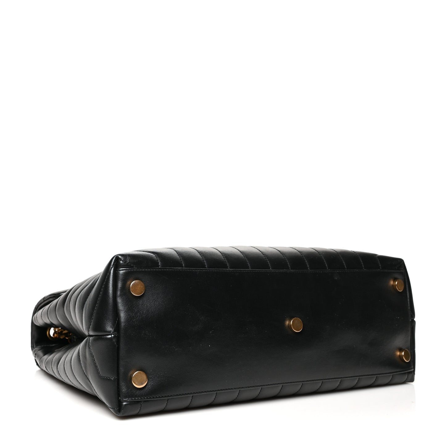 Calfskin Y Quilted Monogram Large Loulou Chain Satchel Black
