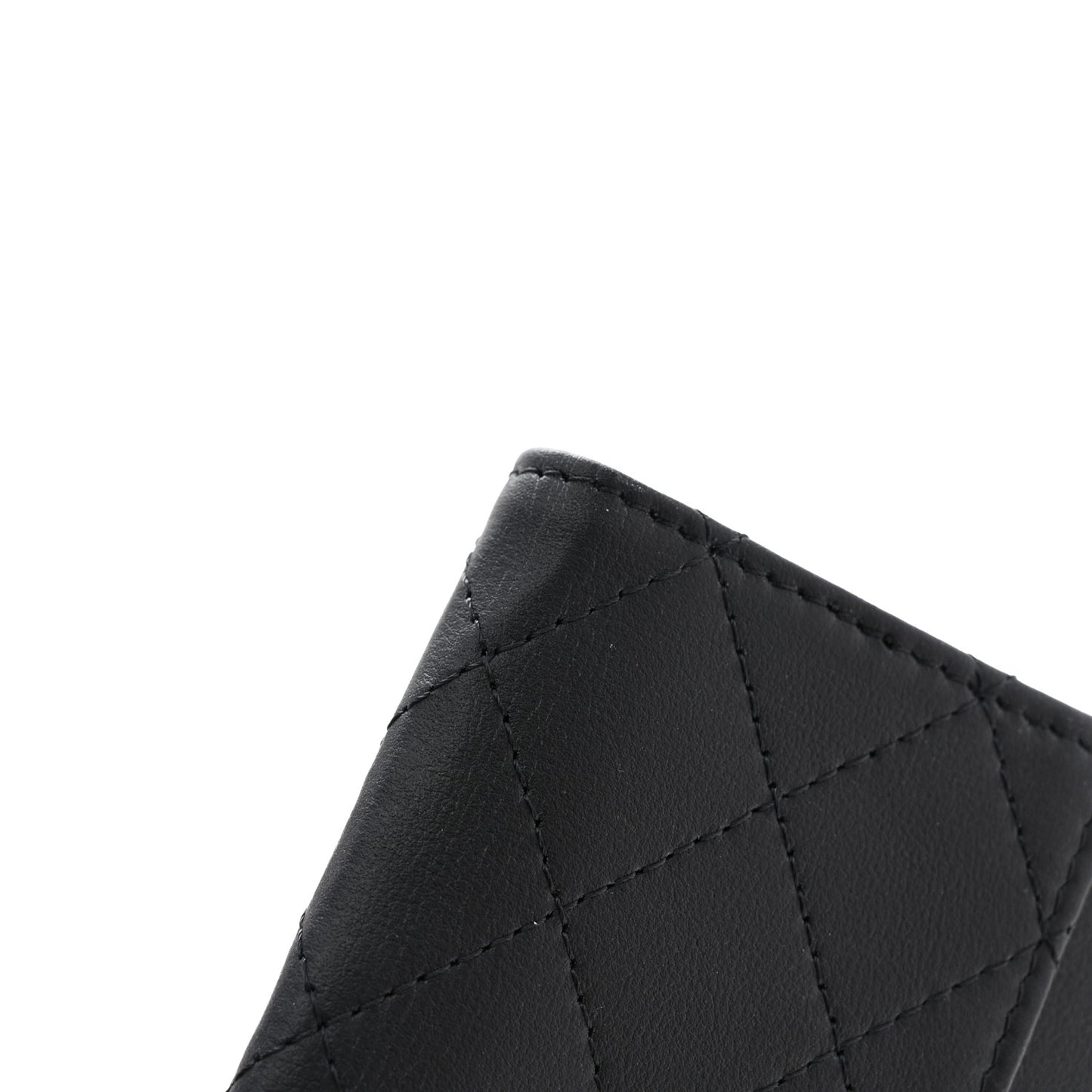 Calfskin Quilted Card Holder Wallet So Black