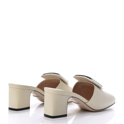 Gucci Malaga Kid Crystal Square G Madelyn Mules 37 Vintage White 4 of 10