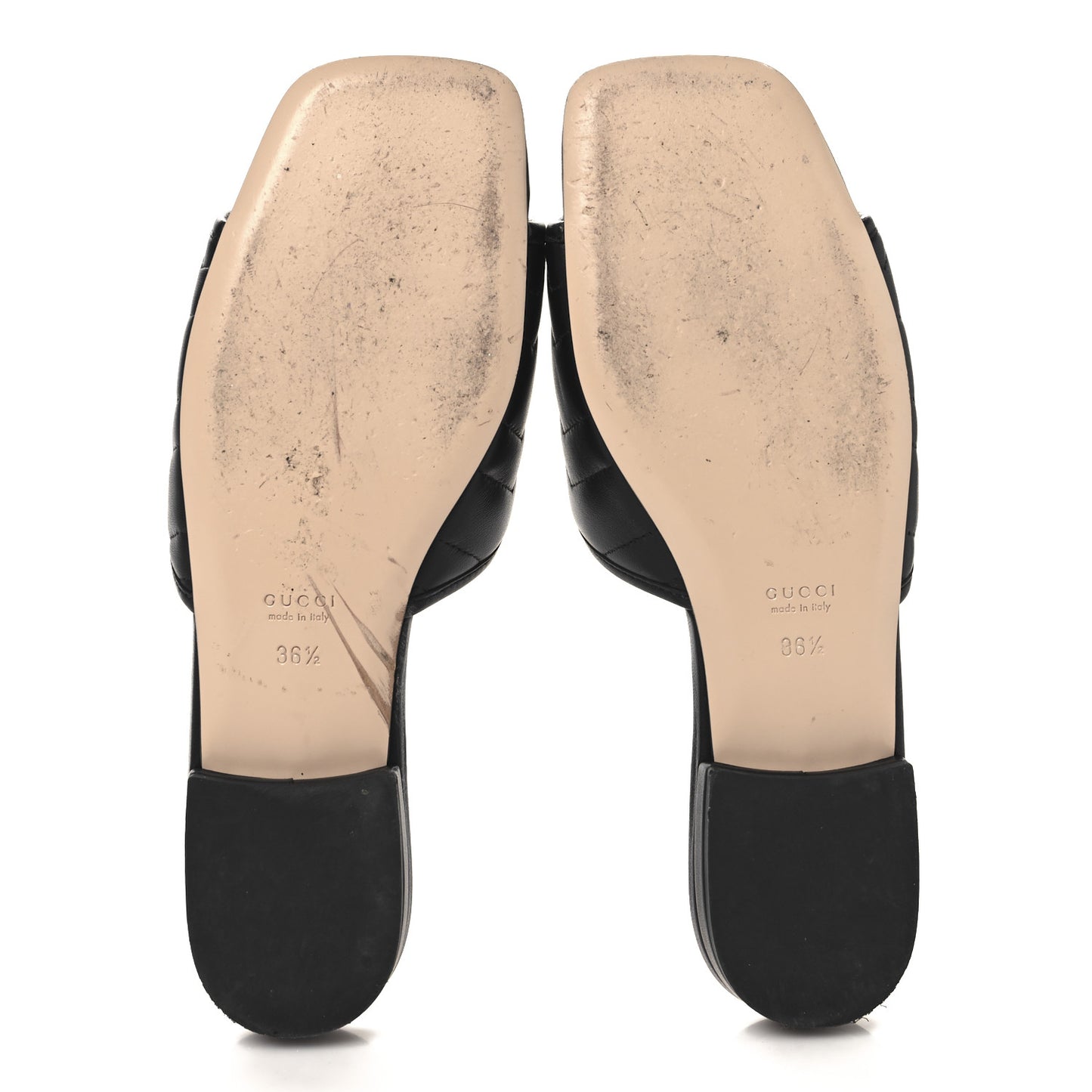 Nappa Matelasse GG Marmont Flat Slide Sandals 36.5 Black