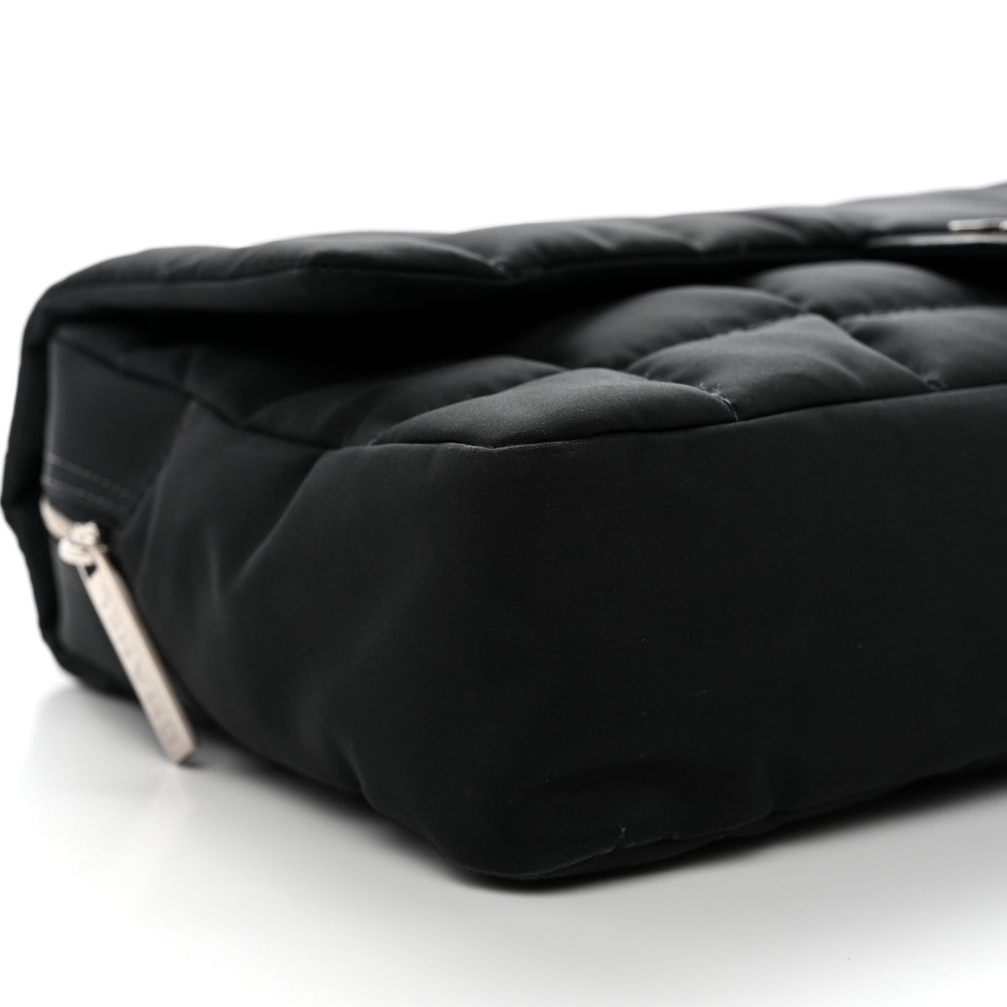 Nylon Square Quilted Flap Black