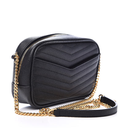 Saint Laurent Grain De Poudre Matelasse Monogram Mini Lou Camera Bag Black 3 of 10