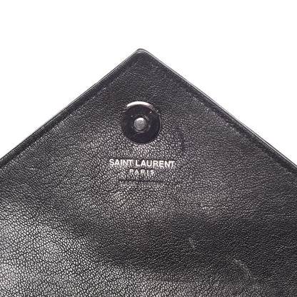Saint Laurent Calfskin Matelasse Chevron Heart Patchwork Monogram College Chain Wallet Black 6 of 7