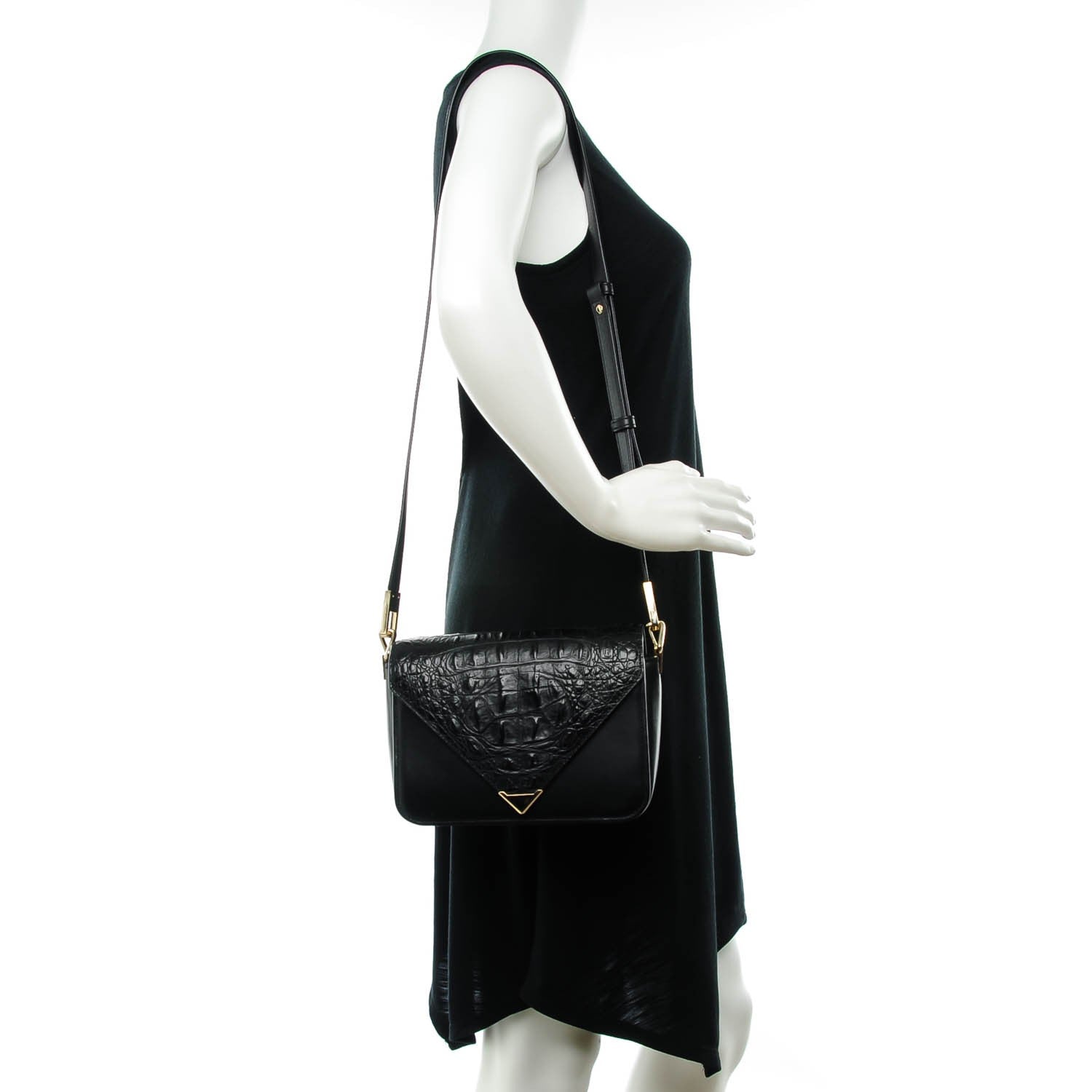Alexander Wang Alligator Calfskin Embossed Prisma Envelope Crossbody Black 2 of 7