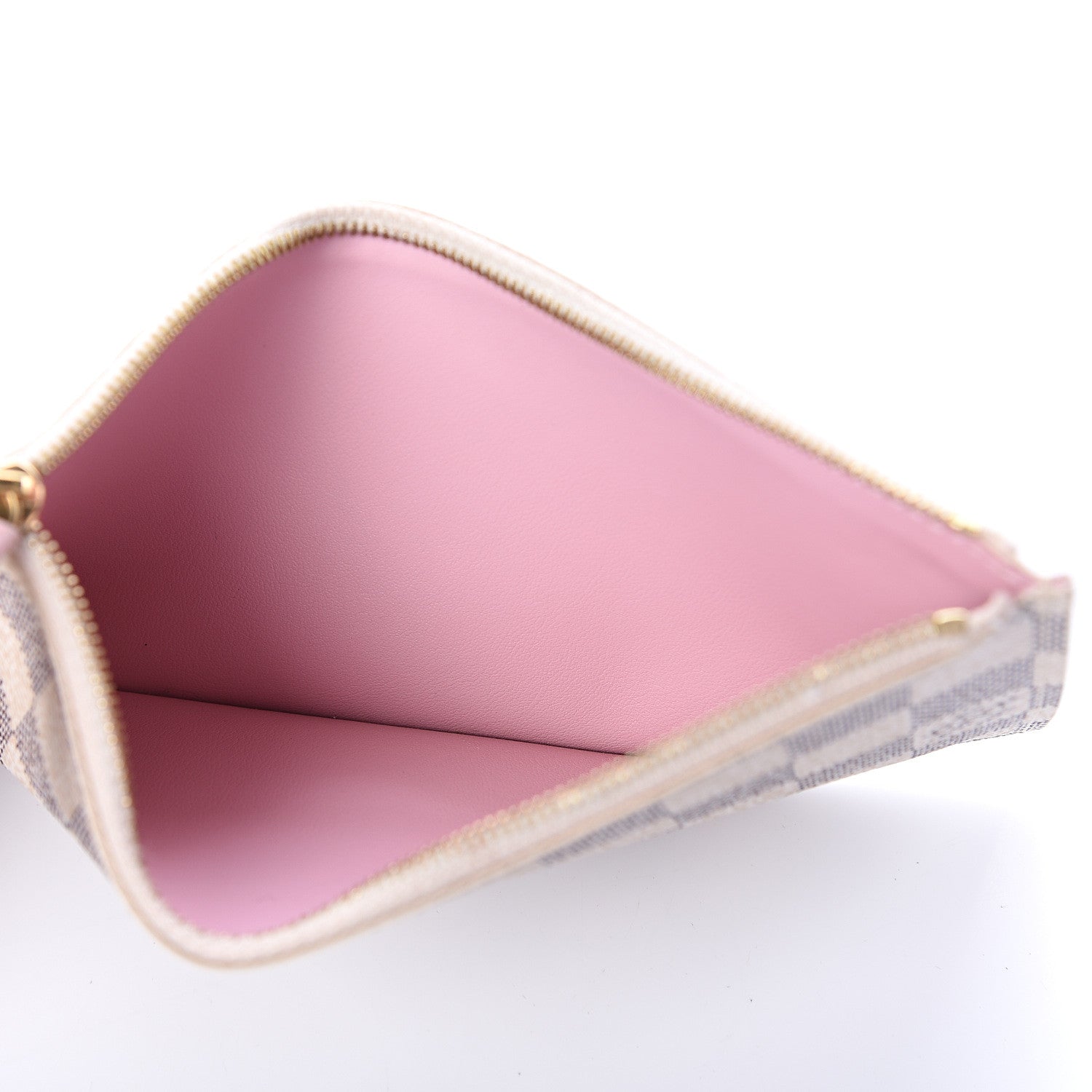 Louis Vuitton Damier Azur Felicie Chain Wallet Zippered Insert Rose Ballerine 4 of 5