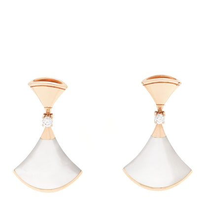 Bulgari 18K Rose Gold Diamond Mother of Pearl Divas' Dream Earrings 1 of 6