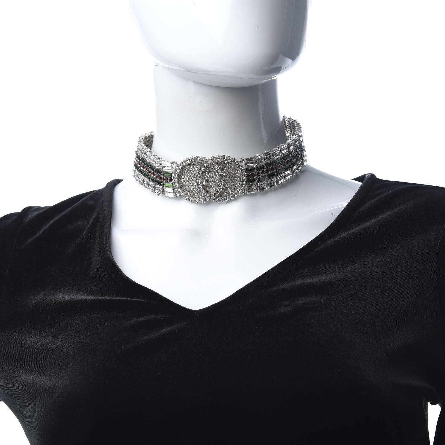 Gucci Crystal Embellished Interlocking G Choker Necklace Multicolor 2 of 7