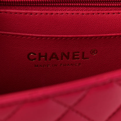 Chanel Lambskin Quilted Mini Top Handle Rectangular Flap Dark Pink 6 of 9