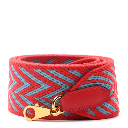 Hermes Toile Swift 50mm Sangle ZigZag Shoulder Strap Rouge De Coeur Bleu Du Nord 1 of 4