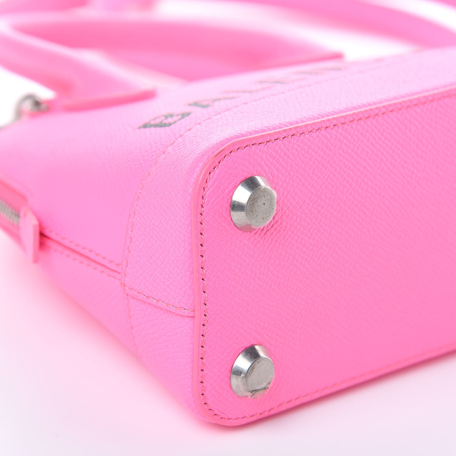 Balenciaga Signature Grained Calfskin Logo XXS Ville Top Handle Bag Acid Pink Black 7 of 10