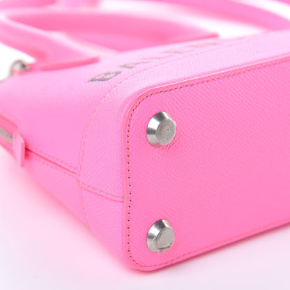 Balenciaga Signature Grained Calfskin Logo XXS Ville Top Handle Bag Acid Pink Black 7 of 10