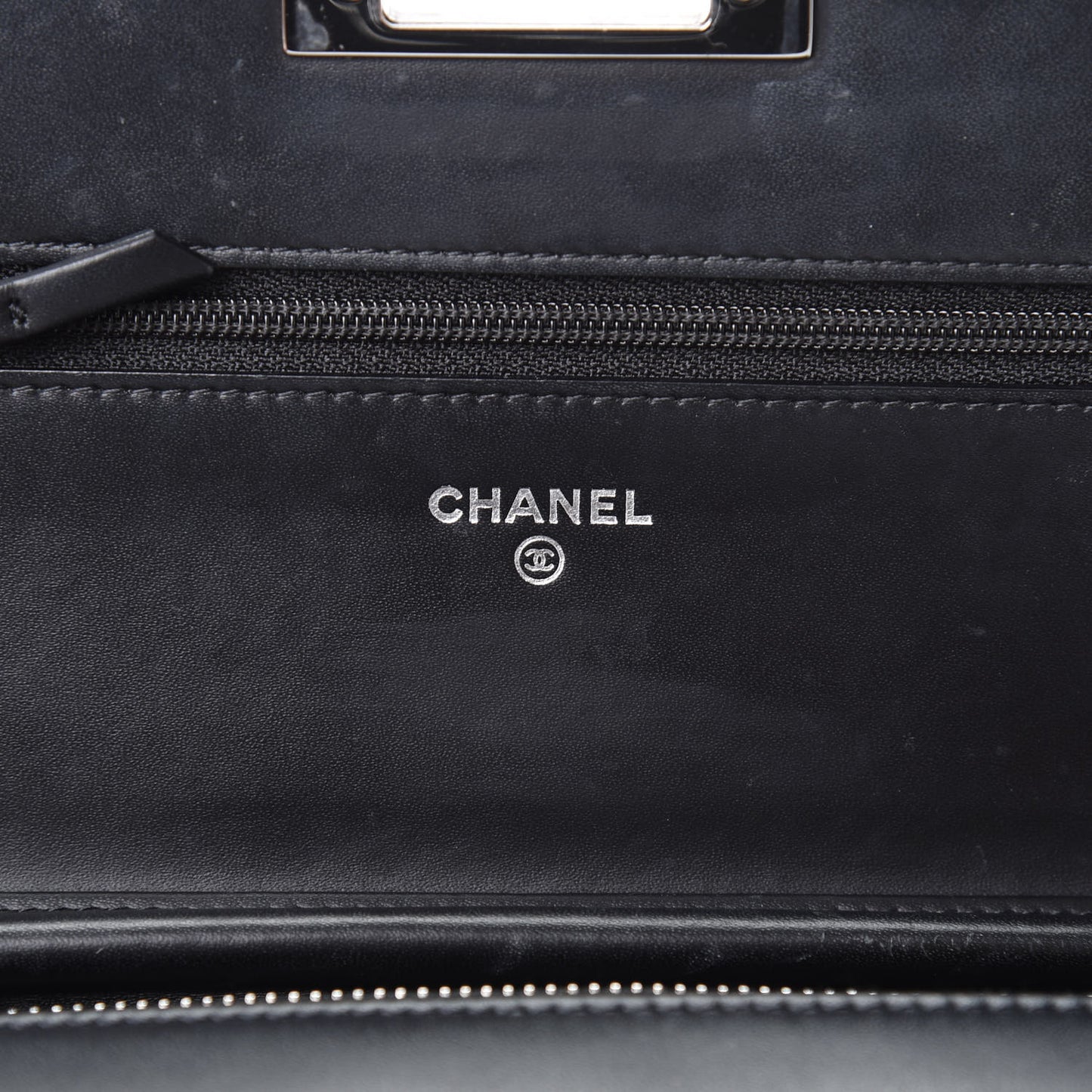 Patent Quilted Golden Class Wallet on Chain WOC Black