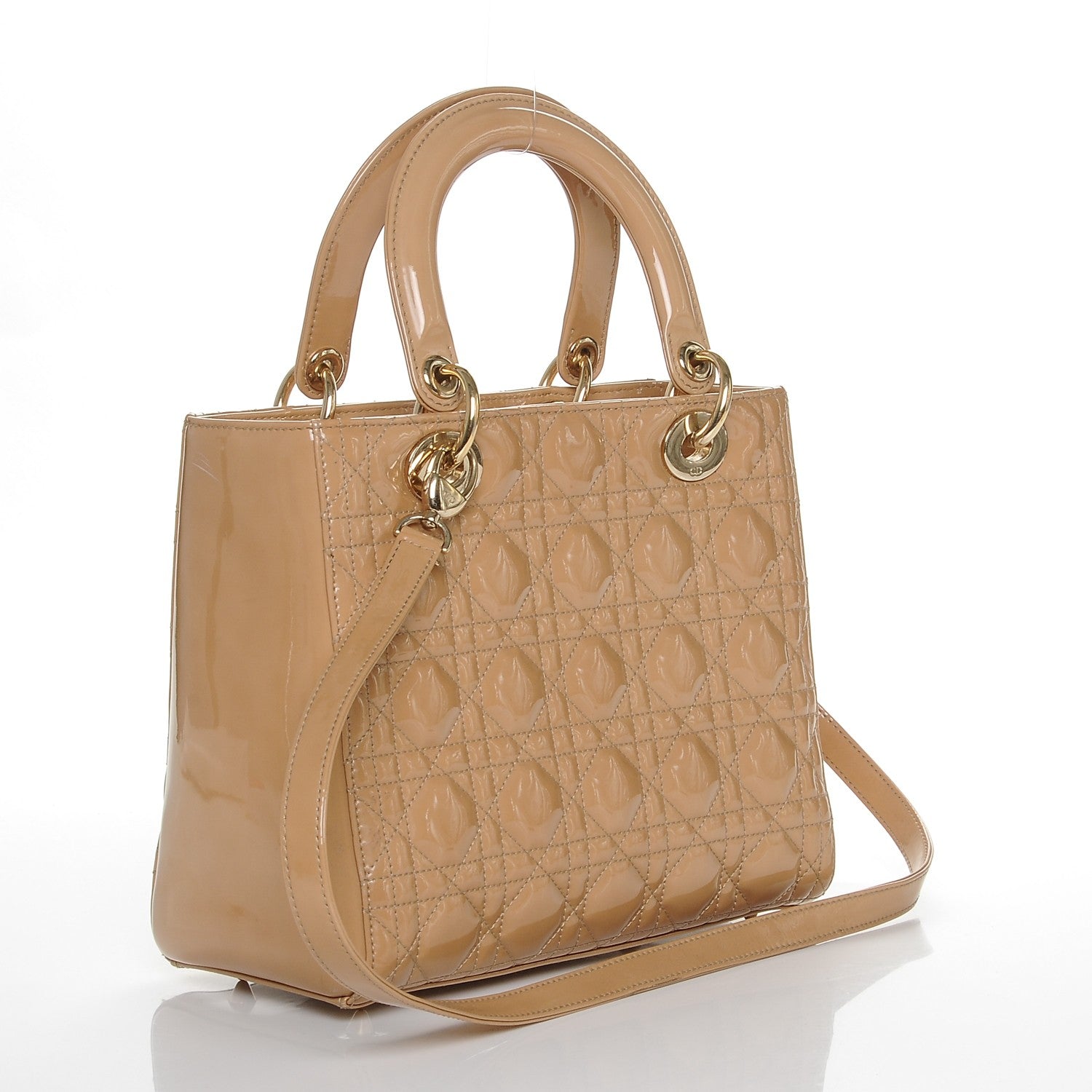 Christian Dior Patent Cannage Medium Lady Dior Beige 3 of 6