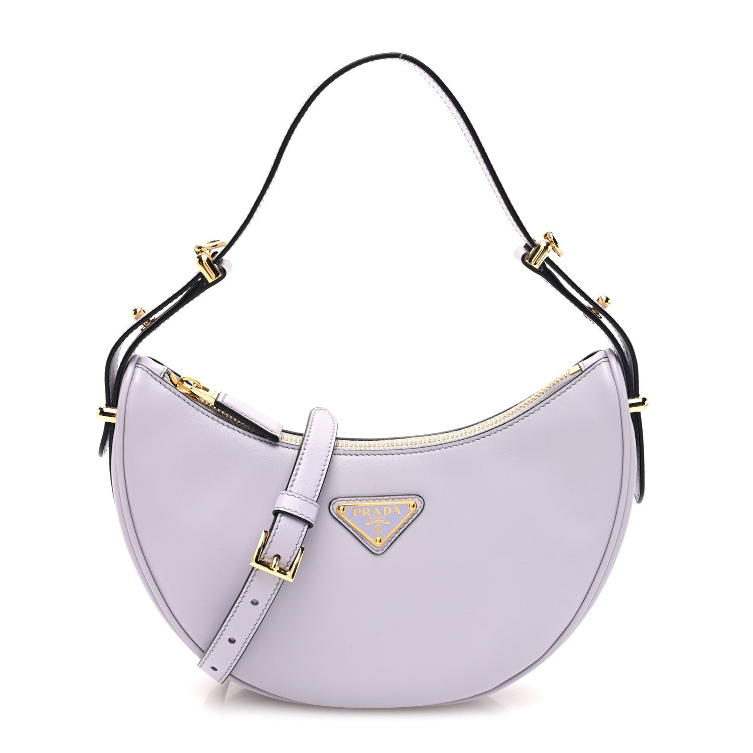 Prada Soft Calfskin Arque Shoulder Bag Glicine 1 of 9
