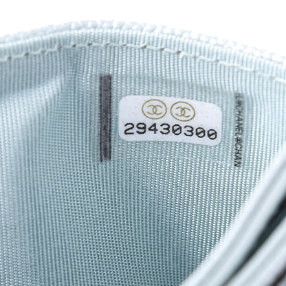 Chanel Metallic Caviar Chevron Quilted Vintage Mademoiselle Card Holder Light Blue 8 of 9