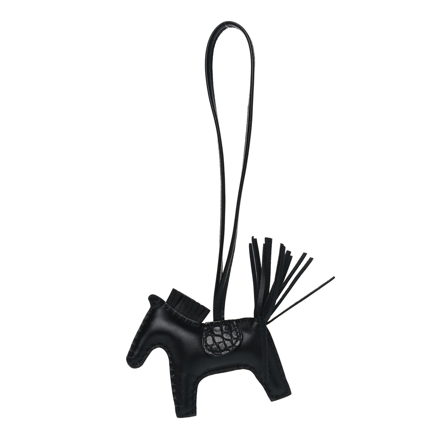 Milo Lambskin Matte Alligator Touch Grigri Rodeo Horse Bag Charm PM So Black